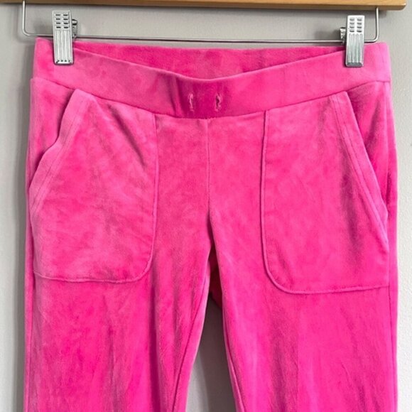 Y2K Style Hot Pink Velour Low Rise Flare Pants - S, very Juicy!!! 💖 - Picture 3 of 11
